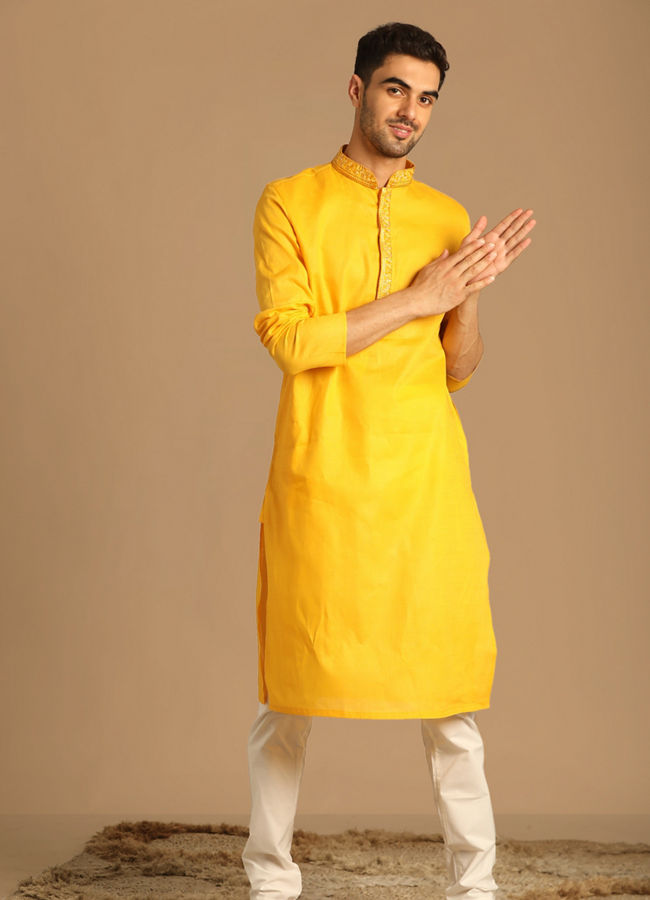 Contemporary Yellow Kurta Pajama image number 1